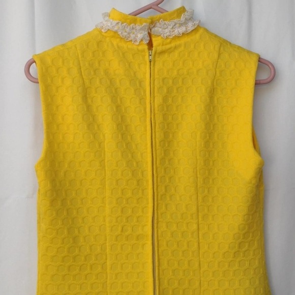 Vintage Yellow Honeycomb Sleeveless Maxi Dress Small - Picture 5 of 7